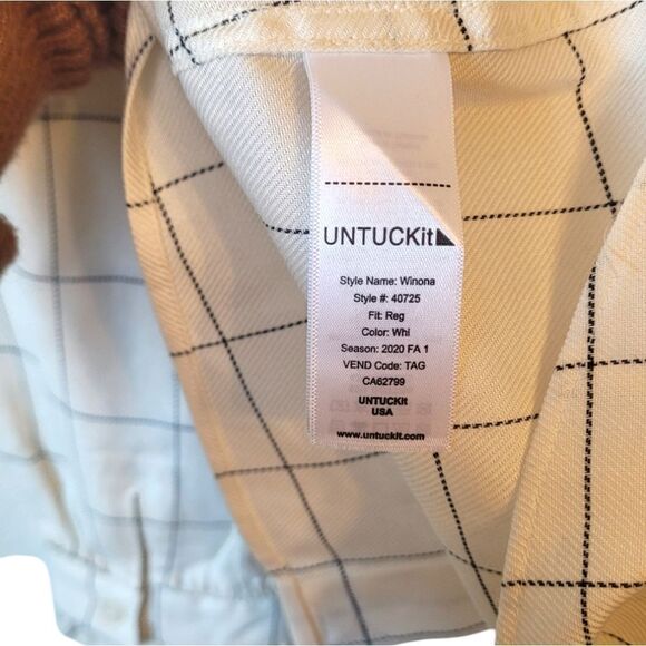 UNTUCKit For Her Ivory Winona Window Pane Button Down Shirt Women - Picture 5 of 7